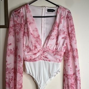 Pink floral bodysuit